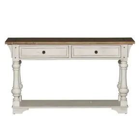 Liberty Furniture 498-OT1030 Morgan Creek - Sofa Table - Antique White / Wirebrushed Tobacco Accents
