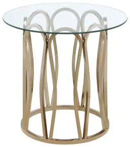 CoasterEssence 708057 Monett - Round Glass Top Side End Table - Chocolate Chrome