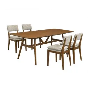 New Classic 40-D2749-R4C Miller - 5 Piece Set (78" Dining Table With 4 Side Chairs) - Walnut / Gray