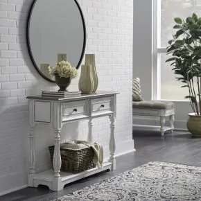 Liberty Furniture 244-AT2003 Magnolia Manor - Hall Console Bottom With Shelf For Display & Storage - Antique White