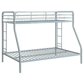 Coaster Fine Furniture 460340SVR Carson - Metal Twin Over Full Bunk Bed - Glossy Silver