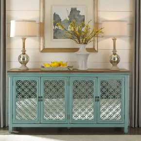 Liberty Furniture 2011-AC7236 Liberty Furniture 2011-AC7236 Kensington - 4 Door Accent Cabinet - Turquoise / Worn Wood Tone
