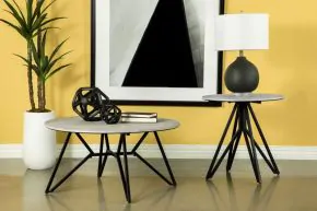 Coaster Fine Furniture 736178-S2 Hadi - 2 Piece Round Smarttop Coffee And End Table Set - Cement