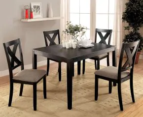 Furniture of America CM3175T-5PK Glenham - 5 Piece Dining Table Set - Brushed Black