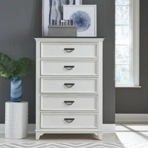 Liberty Furniture 417-BR40 Allyson Park - 5 Drawer Chest - Wirebrushed White / Charcoal