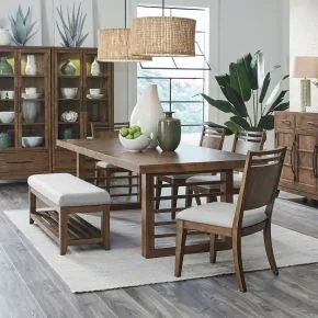 Liberty Furniture 936-DR-O62PS Liberty Furniture 936-DR-O62PS Shaker Lakes - Optional 6 Piece Double Pedestal Table Set - Harvest Brown