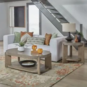 Liberty Furniture 674-OT-O3PCS Liberty Furniture 674-OT-O3PCS Affinity - 3 Piece Table Set (Oval Cocktail Table) - Dusty Taupe / Concrete Tops