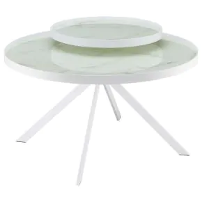 Coaster Fine Furniture 706258 Briggs - Round Marble Printed Glass Top Coffee Table - White