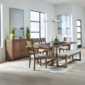 Liberty Furniture 105-CD-6TRS Liberty Furniture 105-CD-6TRS Harmony - 6 Piece Trestle Table Set - Brownstone