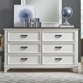 Liberty Furniture 417-BR30 Allyson Park - 6 Drawer Dresser - Wirebrushed White / Charcoal