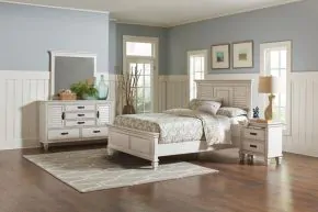 CoasterEssence 205331Q-S4 Franco - 4 Piece Queen Bedroom Set - Distressed White
