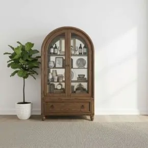 Liberty Furniture 615-DC4688 Americana Farmhouse - Arched Display Cabinet - Dusty Taupe