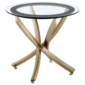 CoasterEveryday 707887 Brooke - Round Glass Top Side End Table Metal Base - Brass