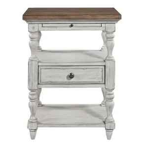 Liberty Furniture 652-BR62 Farmhouse Reimagined - 1 Drawer Nightstand - Antique White / Chestnut Tops