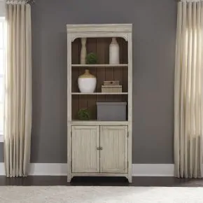 Liberty Furniture 652-HO201 Farmhouse Reimagined - Bookcase - Antique White / Chestnut Tops