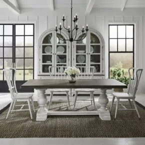 Liberty Furniture 237-DR-5TRS Liberty Furniture 237-DR-5TRS River Place - 5 Piece Trestle Table Set - Riverstone White & Tobacco