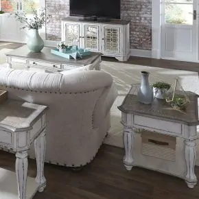Liberty Furniture 244-OT-3PCS Liberty Furniture 244-OT-3PCS Magnolia Manor - 3 Piece Table Set (1 Cocktail 2 End Tables) - Antique White