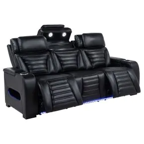 Coaster Fine Furniture 603251PP Zuma - Faux Leather Dual Power Reclining LED Sofa - Black