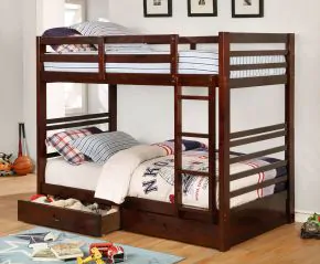Furniture of America CM-BK588T-EX-BED California - Twin Over Twin Bunk Bed - Dark Walnut