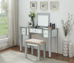 Furniture of America CM-DK6385SV-UPS3 Joyce - Vanity With Stool - Silver