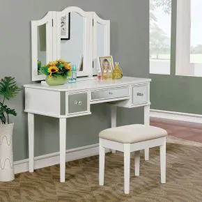 Furniture of America CM-DK6148WH Clarisse - Vanity With Stool - White