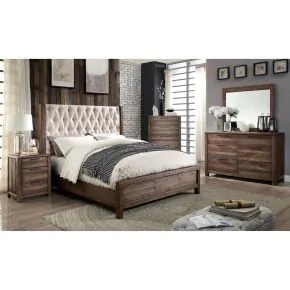 Furniture of America CM7577CK-BED Hutchinson - California King Bed - Rustic Natural Tone / Beige