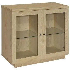 Coaster Fine Furniture 950429 Tilbury - 2-Door Glass Front Accent Display Cabinet - Light Oak
