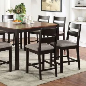 Furniture of America CM3495PC-2PK Valdor - Counter Height Chair (Set of 2) - Espresso / Gray