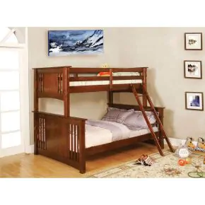 Furniture of America CM-BK602F-OAK-BED Spring Creek - Twin Over Full Bunk Bed - Oak