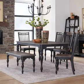 Liberty Furniture 244B-CD-O6LTS Liberty Furniture 244B-CD-O6LTS Magnolia Manor - Opt 6 Piece Leg Table Set - Weathered Bark & Antique Black