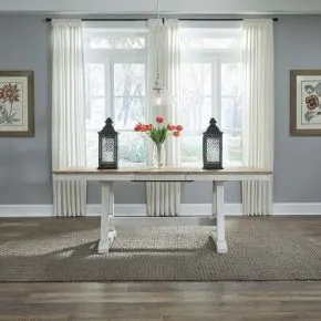 Liberty Furniture 62WH-CD-TRS Liberty Furniture 62WH-CD-TRS Lindsey Farm - Trestle Table - Weathered White & Sandstone