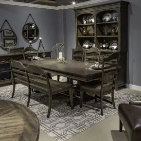 Liberty Furniture 297-DR-6TRS Liberty Furniture 297-DR-6TRS Paradise Valley - 6 Piece Trestle Table Set (Upholstered Ladder Back Side Chairs) - Saddle Brown