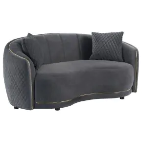 CoasterEveryday 504845 Brookside - Velvet Upholstered Curved Loveseat - Dark Gray