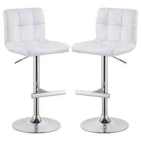 CoasterEveryday 120356 Lenny - Upholstered Adjustable Bar Stool (Set of 2) - White