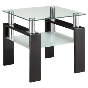 CoasterEveryday 702287 Dyer - 1-Shelf Square Glass Top Side End Table - Black