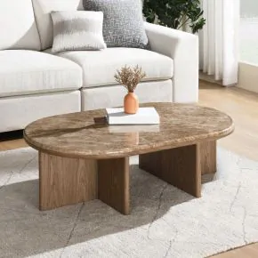 ACME LV05315 Markku - Coffee Table With Natural Marble - Oak