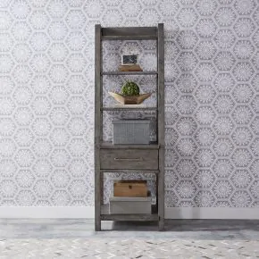 Liberty Furniture 406-HO201 Modern Farmhouse - Leaning Bookcase - Dusty Charcoal