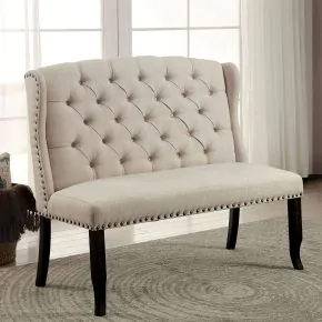 Furniture of America CM3324BK-BN Sania - 2 Seater Bench - Beige
