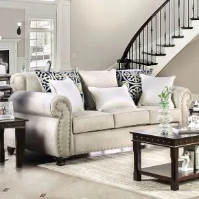 Furniture of America SM6152-SF Sinatra - Sofa - Light Mocha / Navy / Champagne