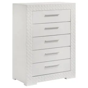 Coaster Fine Furniture 224945 Ives - 5-Drawer Bedroom Chest Of Drawers - White High Gloss