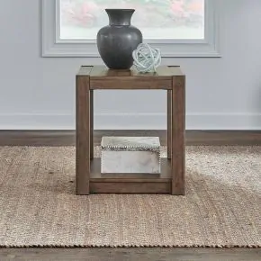 Liberty Furniture 449-OT1021 Liberty Furniture 449-OT1021 Broadmore - Square Chairside Table - Cobblestone Brown