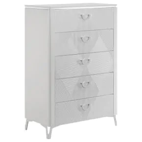 Coaster Fine Furniture 215795 Cassia - 5-Drawer Bedroom Chest Of Drawers - White High Gloss