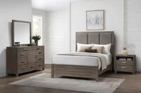 New Classic 00-B3412-34N New Classic 00-B3412-34N Harrisburg - 5/0 Queen 4 Piece Bedroom Set (Bed, Dresser, Mirror, Nightstand) - Walnut