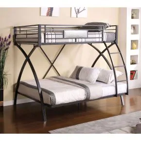 Furniture of America CM-BK1029 Apollo - Twin Over Full Bunk Bed - Gun Metal