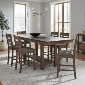 Liberty Furniture 182WT-CD-O7GTRS Liberty Furniture 182WT-CD-O7GTRS Brook Bay - 7 Piece Gathering Trestle Table Set (Slat Back Chairs) - Sandstone