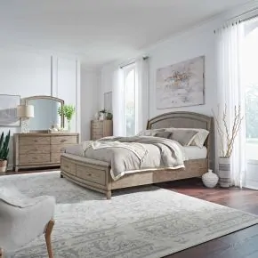 Liberty Furniture 805-BR-CPBSDMC Liberty Furniture 805-BR-CPBSDMC Avalon - 4 Piece Bedroom Set (California King Panel Storage Bed, Dresser & Mirror, Chest) - Burnished Beige