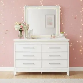 Liberty Furniture 781-YBR-DM Liberty Furniture 781-YBR-DM Reflections - Dresser & Mirror - Pearl White
