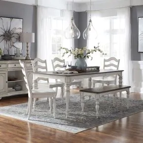 Liberty Furniture 244-CD-6LTS Liberty Furniture 244-CD-6LTS Magnolia Manor - 6 Piece Leg Table Set - Antique White