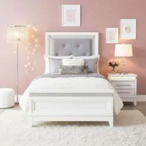 Liberty Furniture 781-YBR-FUB Liberty Furniture 781-YBR-FUB Reflections - Full Upholstered Bed - Pearl White & Rhinestone