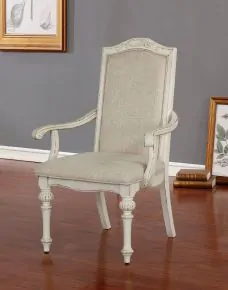 Furniture of America CM3150WH-AC-2PK Arcadia - Arm Chair (Set of 2) - Antique White